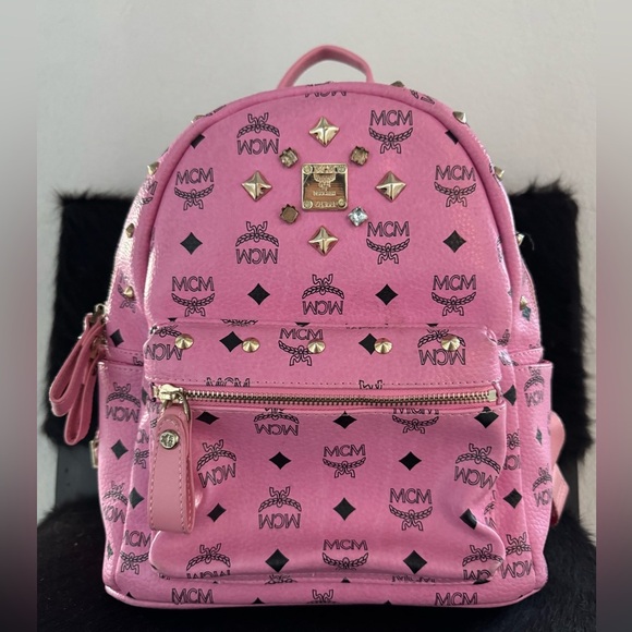 Pink MCM backpack visetos STUDS - Picture 3 of 12